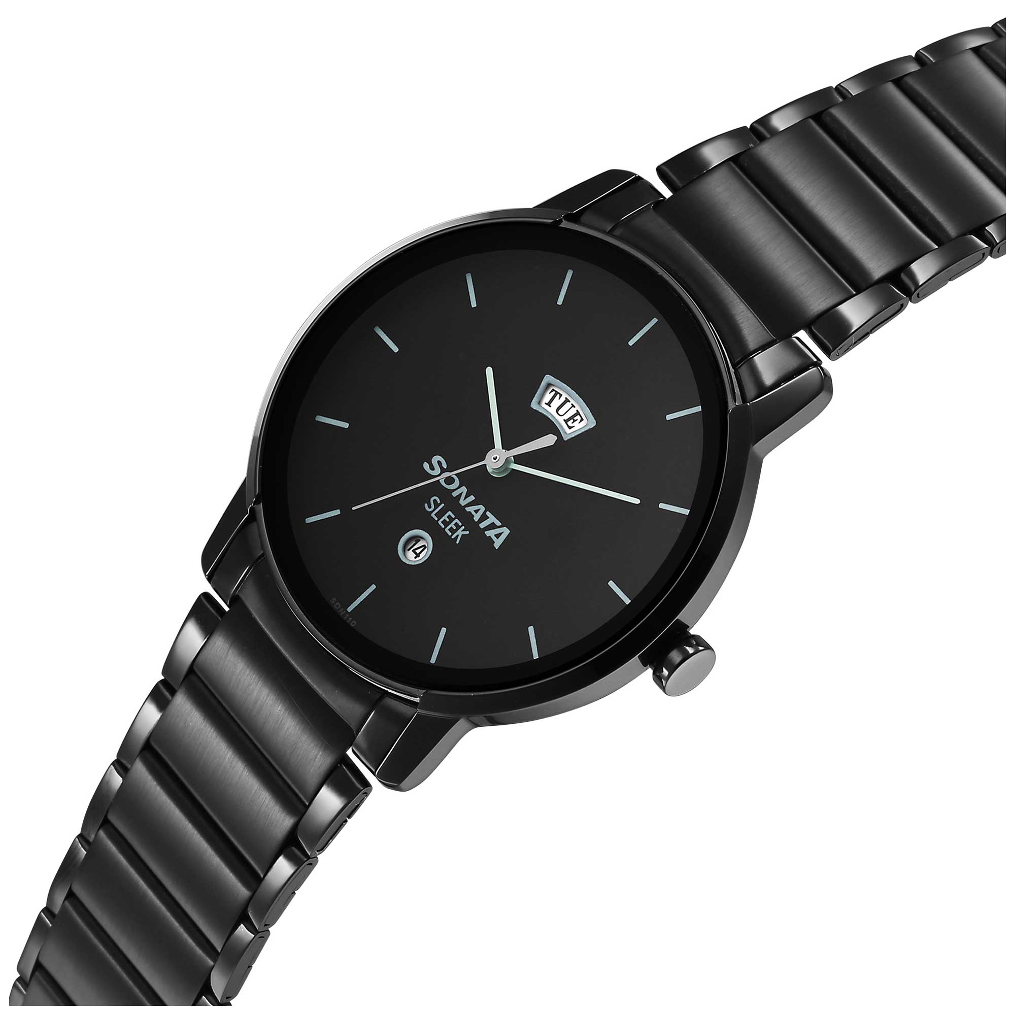 Sleek Black Dial Analog with Day and Date Watch for Men