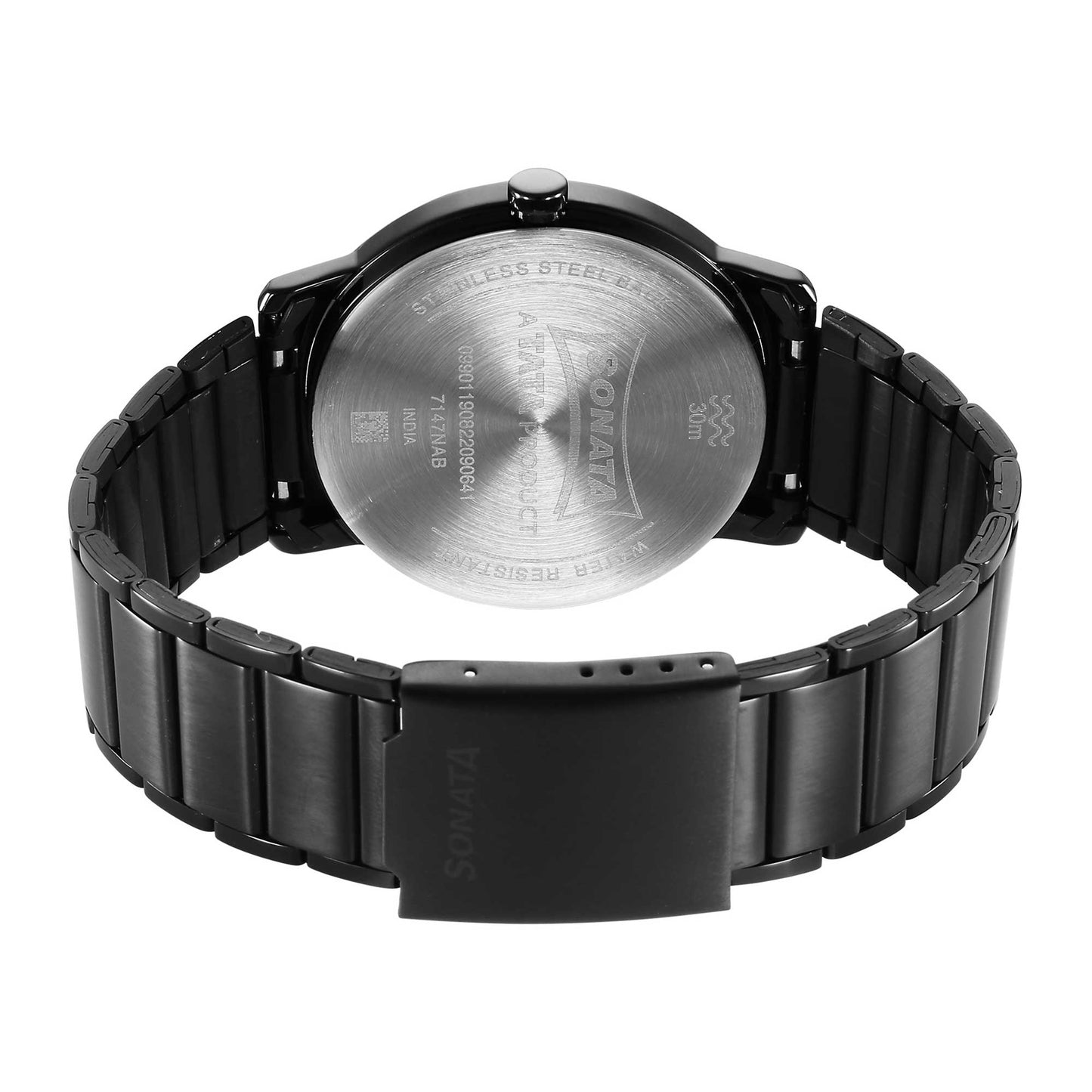 Sleek Black Dial Analog with Day and Date Watch for Men