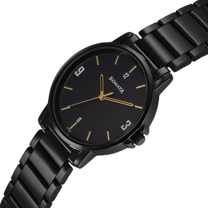 Sonata Quartz Analog Black Dial Watch for Men