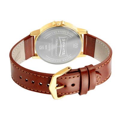 Sonata Quartz Analog White Dial Leather Strap Watch for Men