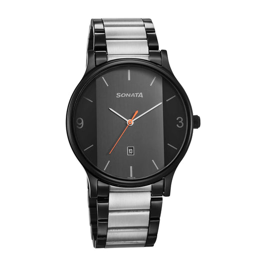 Sonata Quartz Analog Black Dial Watch for Men