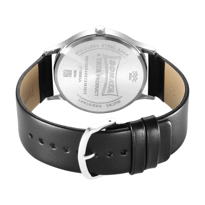 Sonata Aspire Quartz Analog Silver Dial Leather Strap Watch for Men