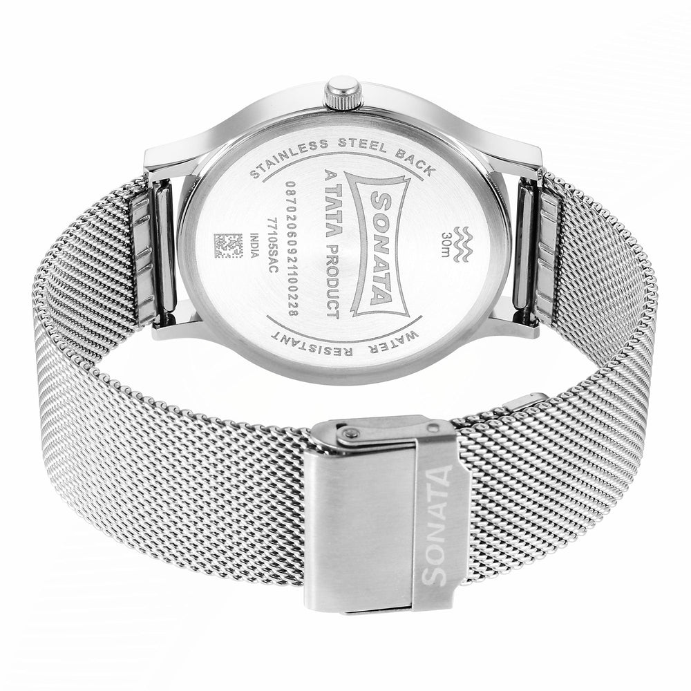 Knot Blue Dial Stainless Steel Strap Watch for Men