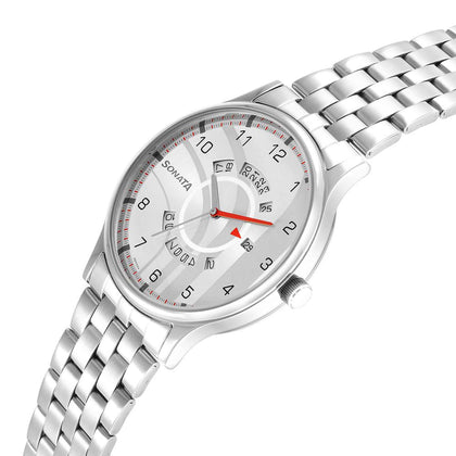 Sonata RPM Silver Dial Stainless Steel Strap Watch for Men