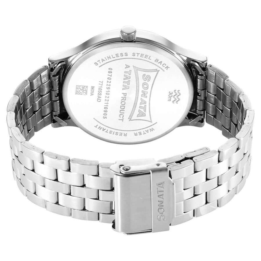 Sonata RPM Silver Dial Stainless Steel Strap Watch for Men