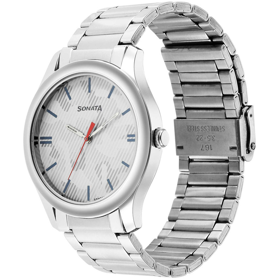 Sonata Quartz Analog Multicoloured Dial Stainless Steel Strap Watch for Men