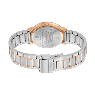 Sonata Quartz Analog Blue Dial Stainless Steel Strap Watch for Men