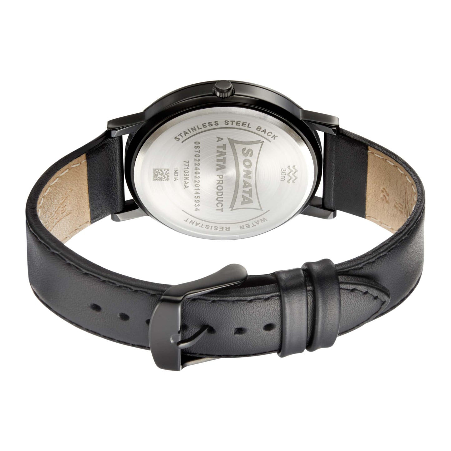 Sonata Quartz Analog Blue Dial Leather Strap Watch for Men