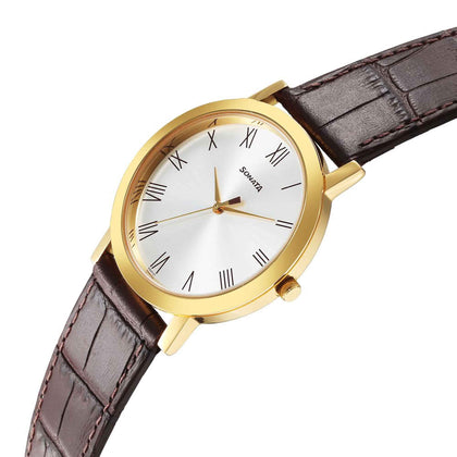 Sonata Utsav Silver Dial Watch for Men