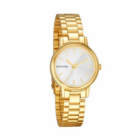 Sonata Essentials White Dial Women Watch With Stainless Steel Strap