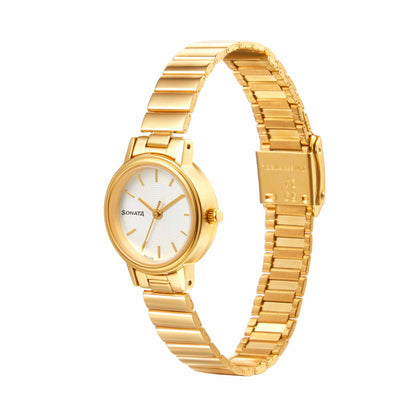 Essentials White Dial Stainless Steel Strap