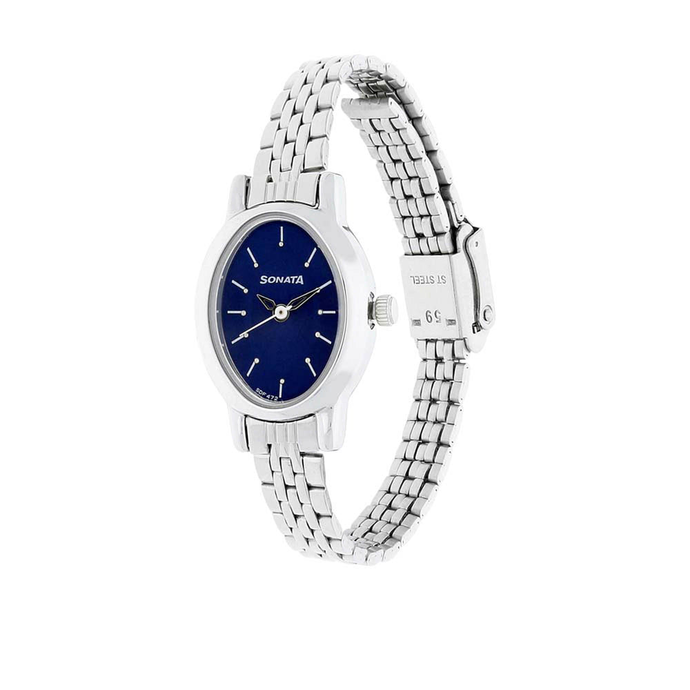 Sonata Quartz Analog Blue Dial Stainless Steel Strap Watch for Women