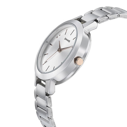 Sonata Play Silver Dial Women Watch With Stainless Steel Strap