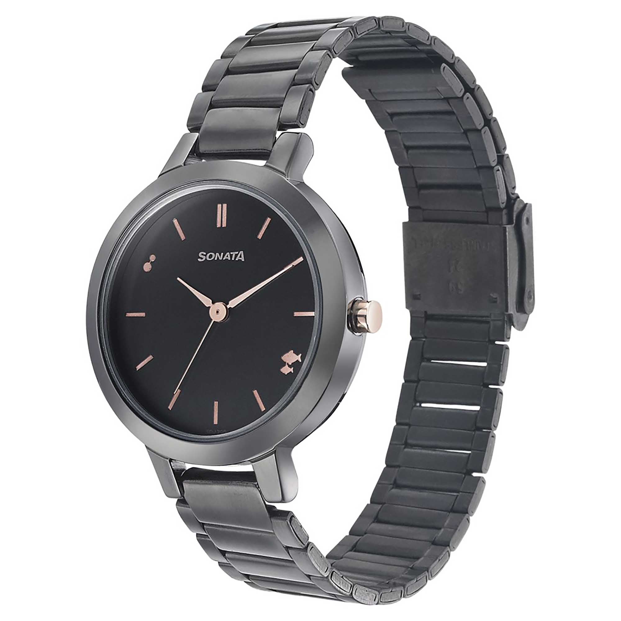 Sonata Play Anthracite Dial Women Watch With Stainless Steel Strap