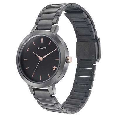 Sonata Play Anthracite Dial Women Watch With Stainless Steel Strap