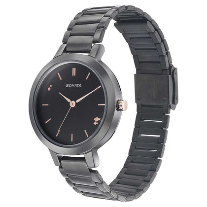 Sonata Play Anthracite Dial Women Watch With Stainless Steel Strap