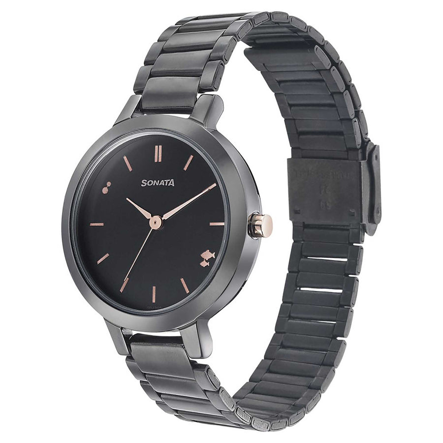 Sonata Play Anthracite Dial Women Watch With Stainless Steel Strap