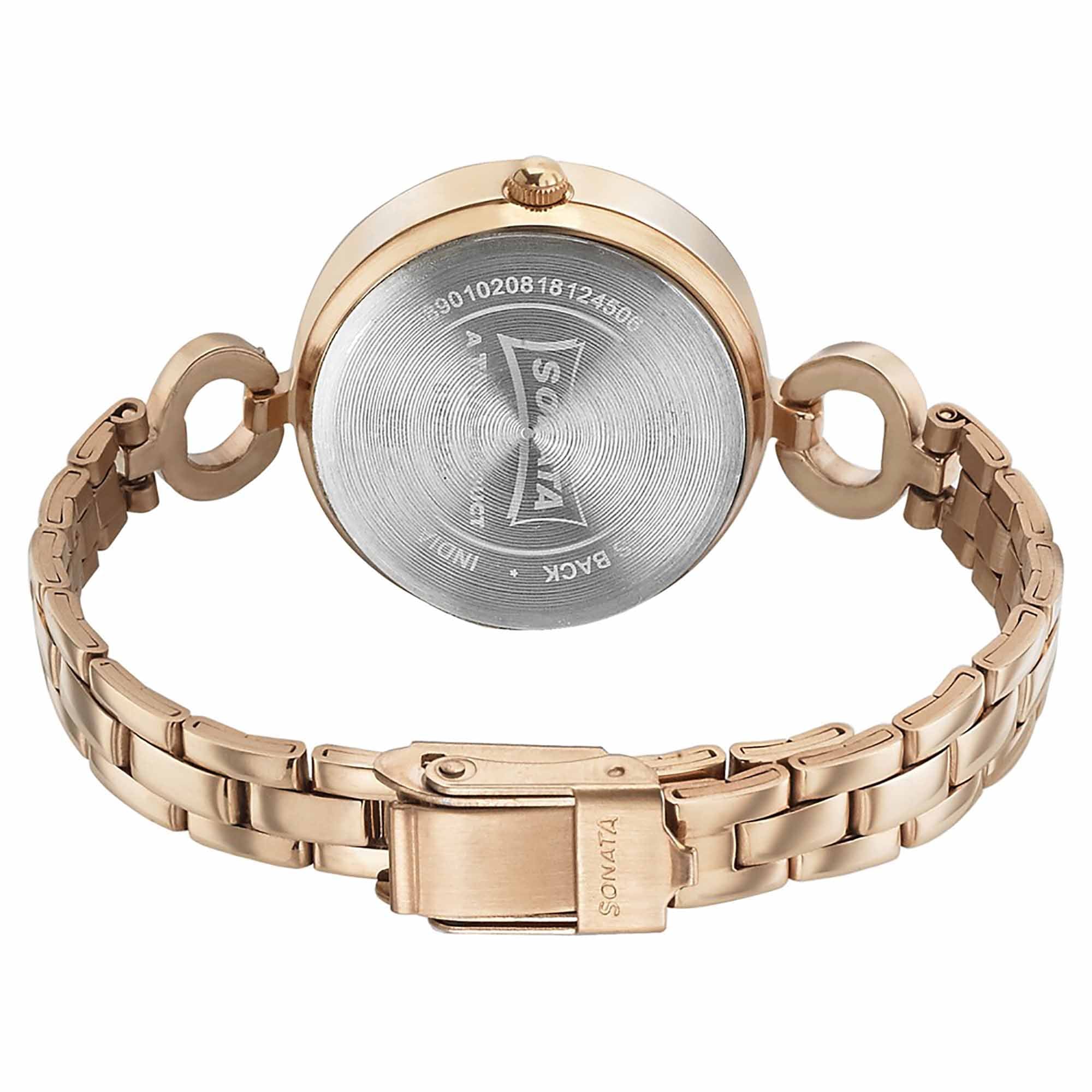 Sonata Wedding Rose Gold Dial Women Watch With Stainless Steel Strap