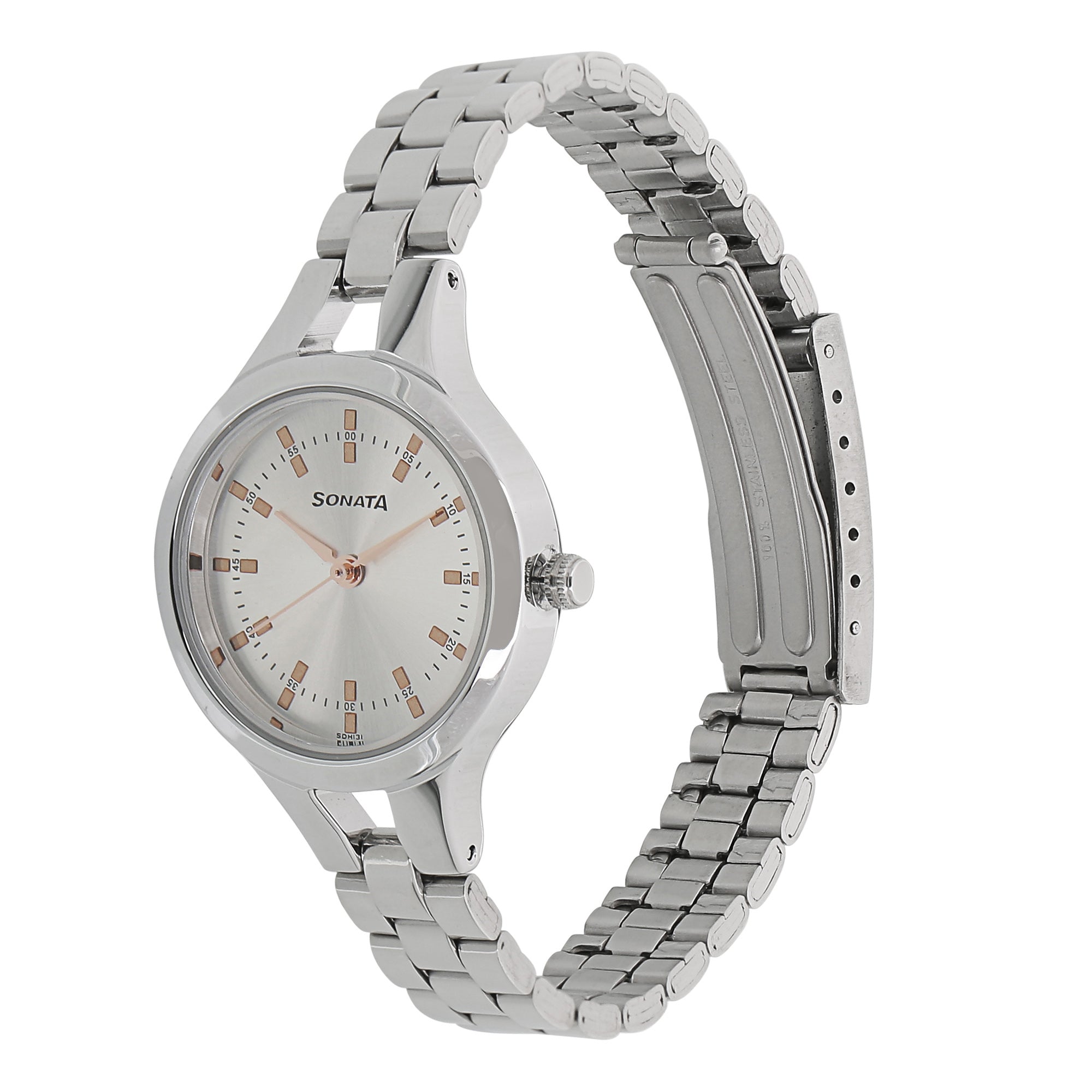 Sonata Mission Mangal Silver Dial Women Watch With Stainless Steel Strap