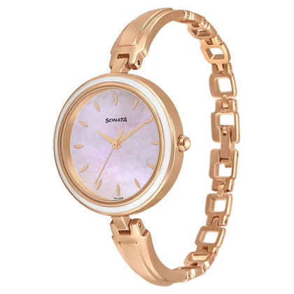 Sonata Wedding Mother of Pearl Dial Women Watch With Metal Strap