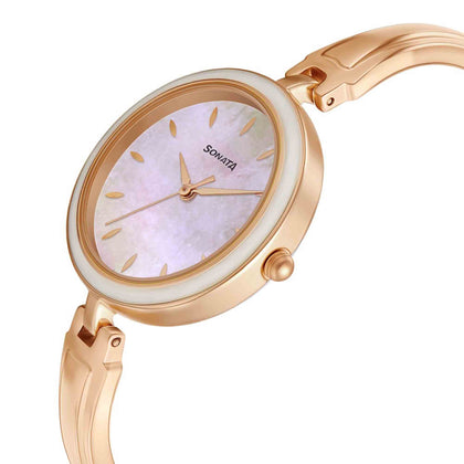 Sonata Wedding Mother of Pearl Dial Women Watch With Metal Strap