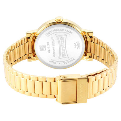 Ladies Essentials Champagne Dial Stainless Steel Strap Watch for Women