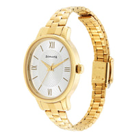 Classic Gold Silver Dial Metal Strap Watch for Women
