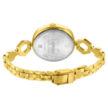 Utsav Pink Dail Yellow Bi Metal Strap Watch for Women