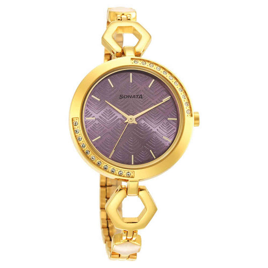 Utsav Purple Dail Yellow Bi Metal Strap Watch for Women