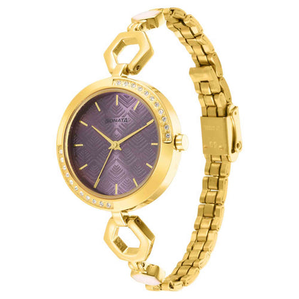 Utsav Purple Dail Yellow Bi Metal Strap Watch for Women