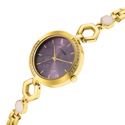 Utsav Purple Dail Yellow Bi Metal Strap Watch for Women