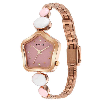 Utsav Pink Dail Rose Gold Bi Metal Strap Watch for Women