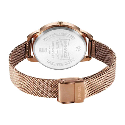 Sonata Wedding Quartz Alog Green Dial Stainless Steel Strap Watch for Women