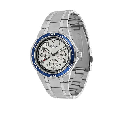 Titan Quartz Multifunction White Dial Metal Strap Watch for Men