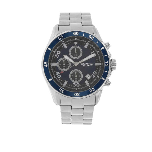 Titan Quartz Chronograph Blue Dial Stainless Steel Strap Watch for Men