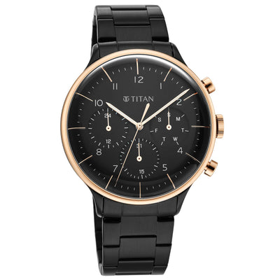 Titan Urban Magic Black Dial Analog Stainless Steel Strap watch for Men