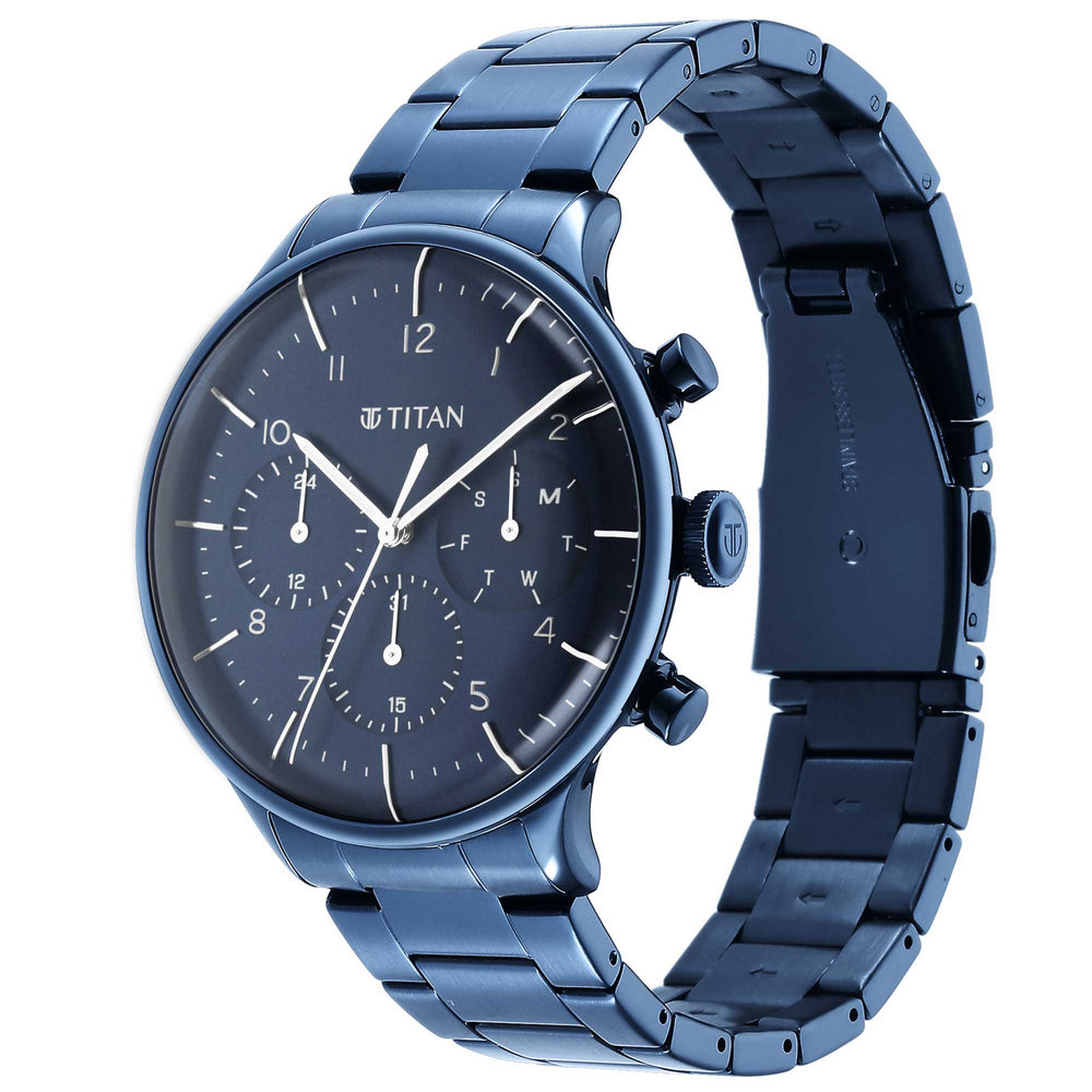 Titan Urban Magic Blue Dial Multial Stainless Steel Strap watch for Men