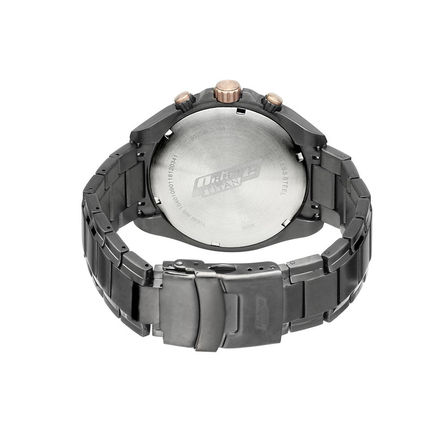 Titan Quartz Chronograph Black Dial Stainless Steel Strap Watch for Men
