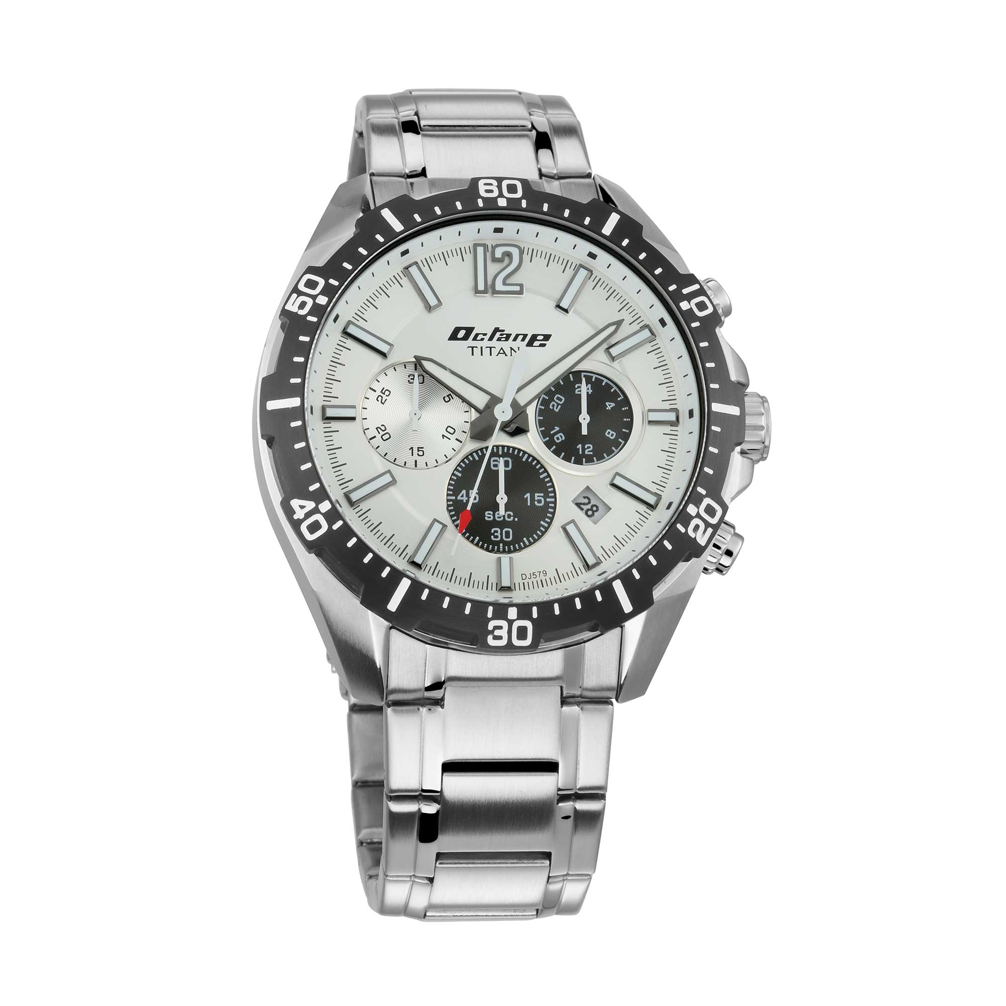 Titan Quartz Chronograph Silver Dial Stainless Steel Strap Watch for Men