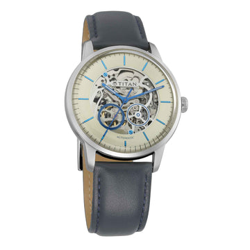 Titan On Trend Champagne Dial Automatic Leather Strap watch for Men