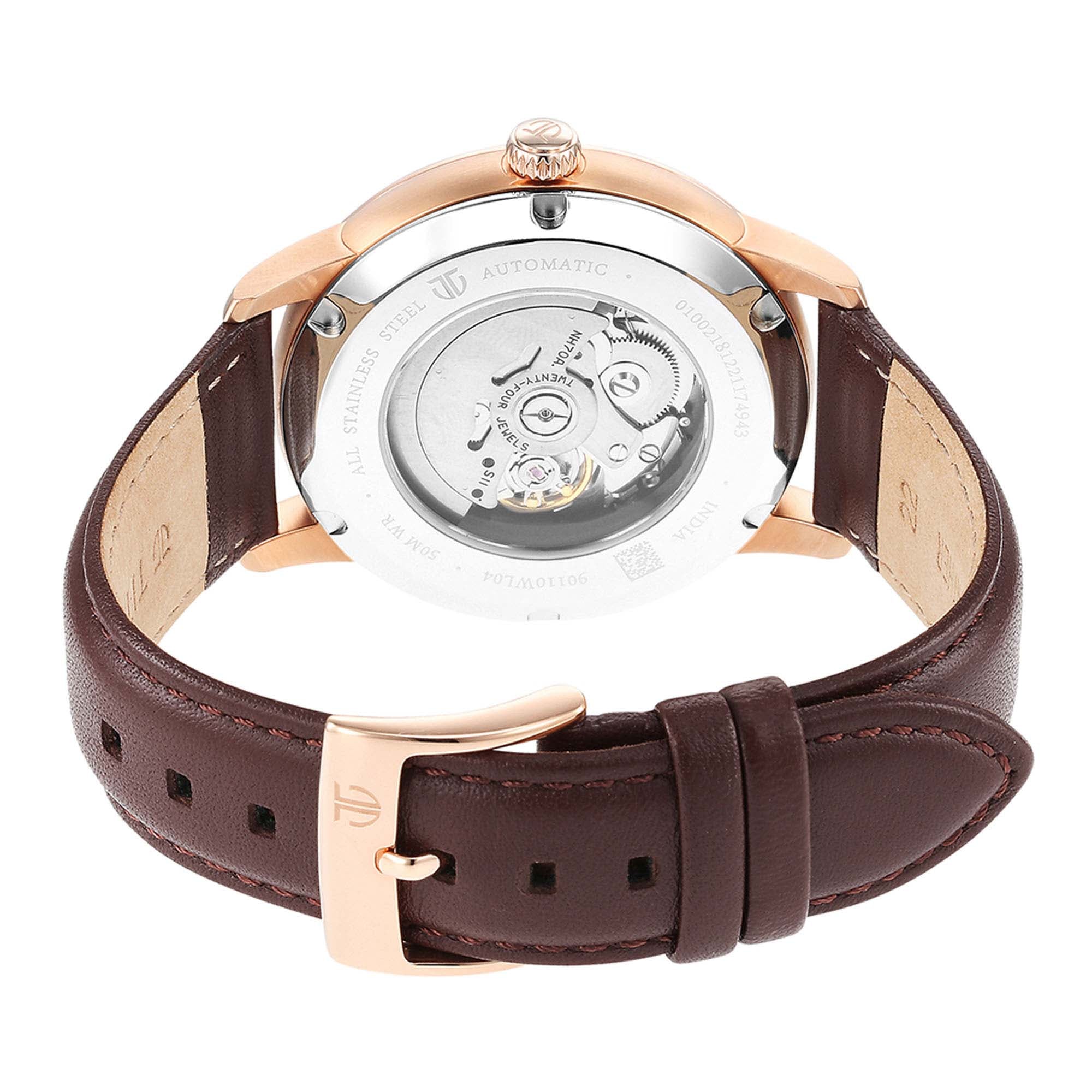 Titan Mechanical Green Dial Automatic watch for Men with Leather Strap