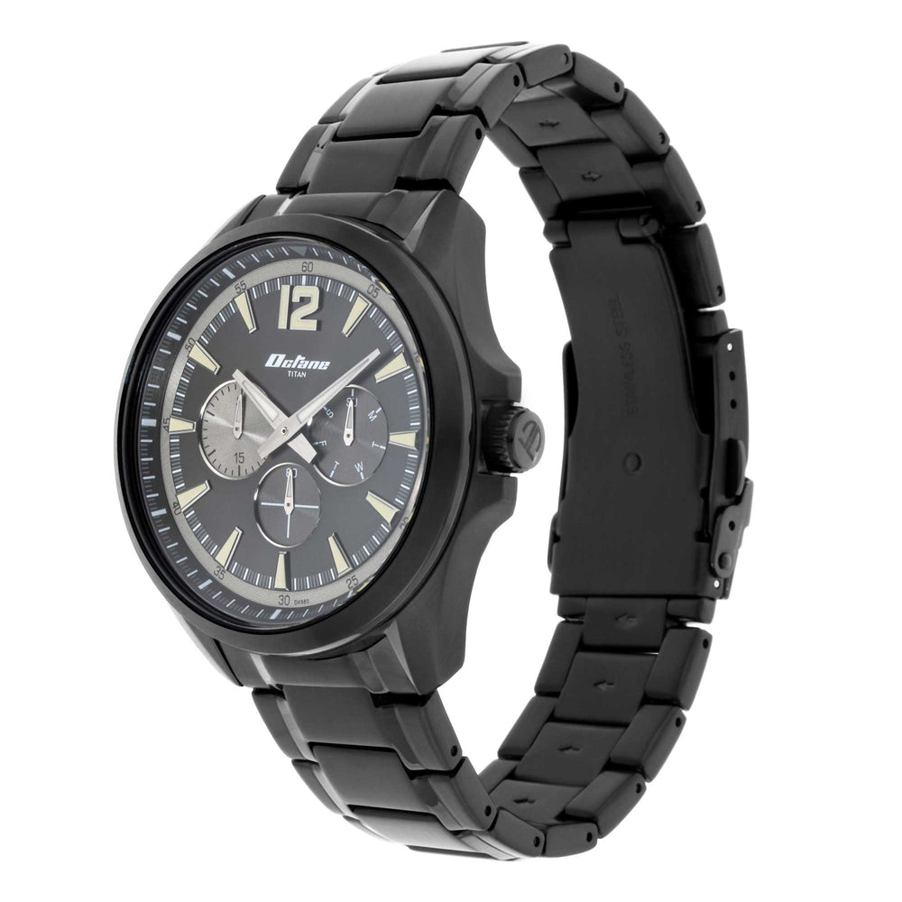 Titan Quartz Multifunction Silver Dial Stainless Steel Strap Watch for Men