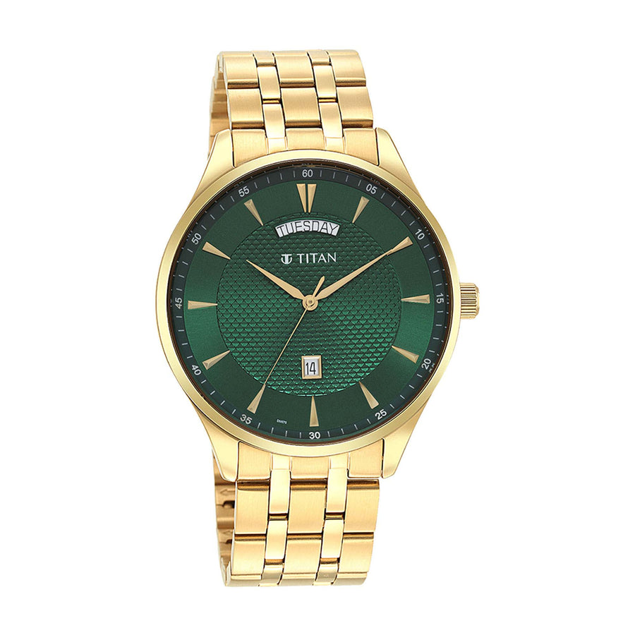 Titan Opulent III Green Dial Analog Stainless Steel Strap watch for Men