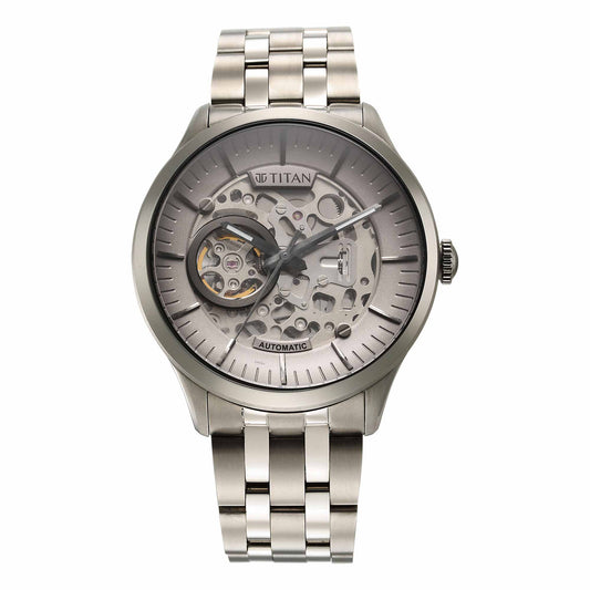 Titan Metal Mechanicals Anthracite Dial Analog Titanium Strap watch for Men