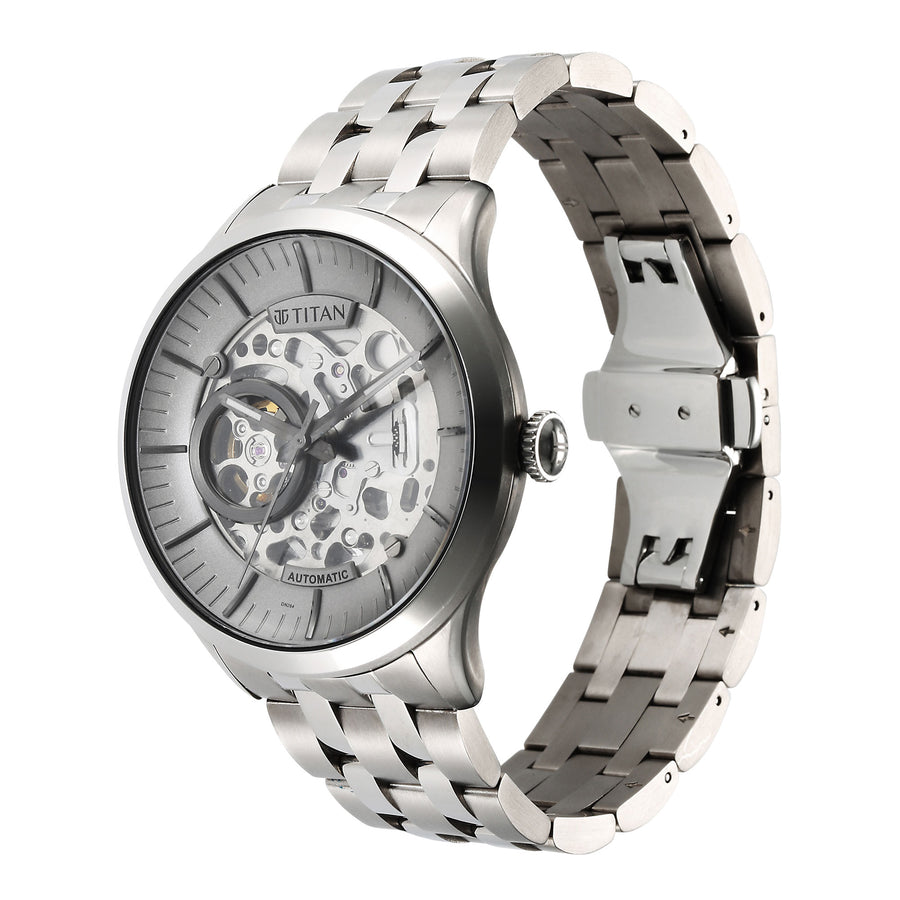 Titan Metal Mechanicals Anthracite Dial Analog Titanium Strap watch for Men