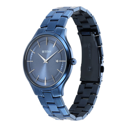 Titan Classique Slimline Blue Dial Analog Quartz Stainless Steel Strap watch for Men