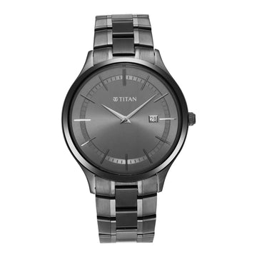 Titan Classique Slimline Anthracite Dial Analog with Date Stainless Steel Strap watch for Men