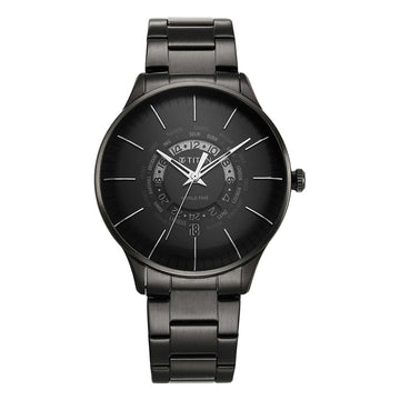 Titan World Time Black Dial World Time with Date Stainless Steel Strap watch for Men