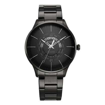 Titan World Time Black Dial World Time with Date Stainless Steel Strap watch for Men
