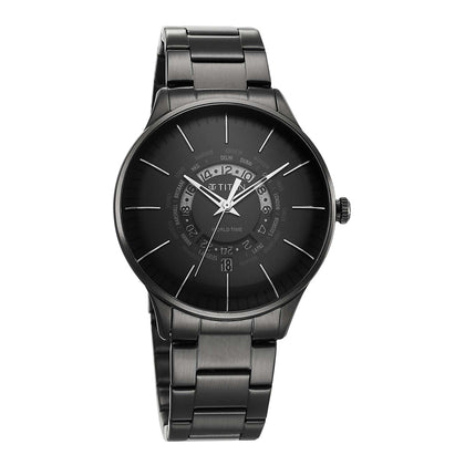 Titan World Time Black Dial World Time with Date Stainless Steel Strap watch for Men